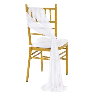 Chiffon Chair Sashes Bow for Wedding Wrinkle Free White Chair Band Tie Drapes Chiffon Fabric Wedding Aisle Decorations Draping