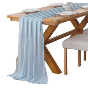 Chiffon Tulle Woven Translucent Oilproof Modern Hotel Use Wedding Party Solid Color Customizable 100% Polyester Table Runner
