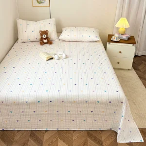 China A-Class Cotton Bed Sheet Waffle Weave Yarn-Dyed Large Jacquard Breathable Soft Flat Sheet Bedspread Coverlet