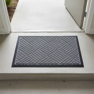 China Factory Customized Modern Novelty Embossed Waterproof Anti Slip TPE Rubber Doormat with High Pile Weight Cushioned Design