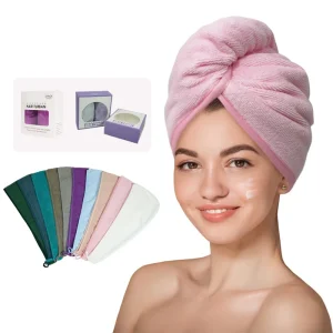 China Factory Direct Accept Custom Logo Hair Towel Turban Microfiber Drying Cap Head Towel Cap for Hair