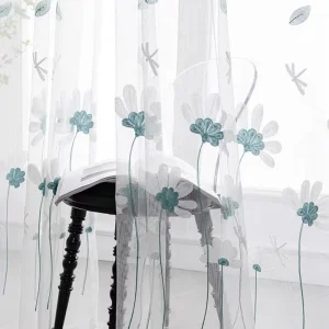 China Factory Embroider Voile Living Room Curtain Fabric