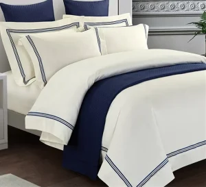 China Factory OEM 100% Cotton Embroidery Hotel Duvet Cover Flat Bedsheet Set Bedding Set