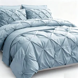 China Factory Queen Comforter Set 7-Piece Bed in a Bag, Pintuck Bedding Sets Includes 3pc Comforter and 4pc bedsheet set