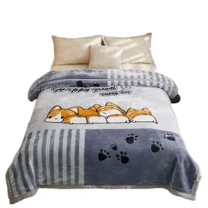 China Factory Sherpa Blanket Free Sample Double Layer Throw Raschel Sherpa Heavy Polyester Blanket for Winter