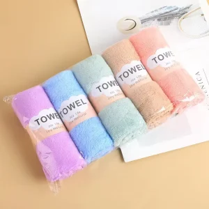 China Factory Thickened 250GSM Microfiber Coral Fleece Cation Bath Towel Gift Soft Absorbent Face Towel Set in Towel