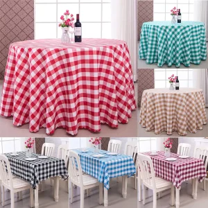 China Hotel Western Restaurant Checkered Pastoral Polyester Tablecloths Napkins Rustic Dining Coffee Table Runners