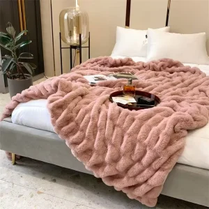 China Luxury Rabbit Fur Knitted Eco Friendly Fabric for Home Bedding and Blankets