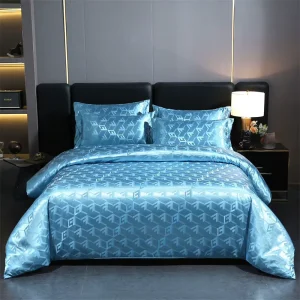 China Manufacture European style Light Luxury Satin Jacquard Brushed 4pcs Bedding Set