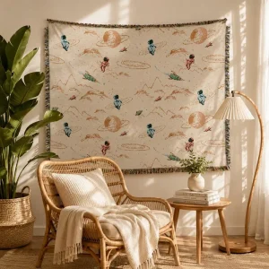 China Manufacturer Custom Design Logo Festival Rectangular Woven Jacquard Tapestry Throw Blanket
