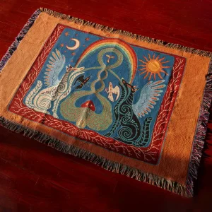 China Manufacturer Custom Design Logo Festival Rectangular Woven Jacquard Tapestry Throw Blanket 65% Polyester 35% Cotton Four