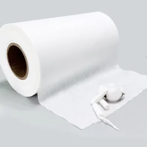 China Manufacturer GOTS Certified 30 40gsm Organic Cotton Spunlace Fabric Plain Texture 30~40gsm Tampon Topsheet Material