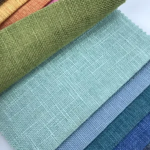 China Manufacturers Home 100% Polyester High Quality Linen Fabric Plain Dyed for Sofa
