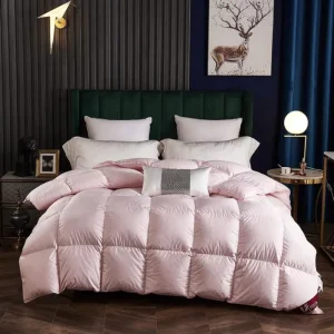 China QM Brand Lightweight Handmade Satin Hotel Bedding Sets Duvet Jacquard 100% Cotton Fabric 3.5kg King Size Winter 95% Goose
