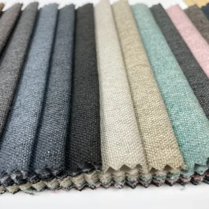 China Sofa Fabric Factory Direct Linen Fabrics Plain Dyed Washed 100 Polyester Linen for Sofa Chair Furniture