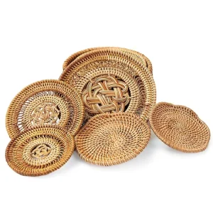 China Supplier Bulk Place Mats Products Round Rectangle Square Woven Coaster Rattan Placemat for Table Decor