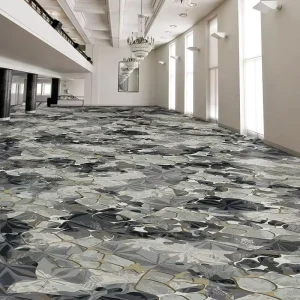 China Supplier Printed Nylon Polypropylene Broadloom Carpet Geometric Pattern Cut Pile Reversible Washable 4m OEM ODM