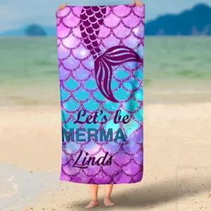 Chines 140cm X 70 cm Purple Fast Drying Mermaid Beach Towel for the Swimming Sports Beach