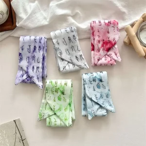 Chinese Calligraphy Print Skinny Scarf New Chinese Retro Long Streamer Ribbon for Women Hanfu Cheongsam Decor Hair Tie Bag Strap