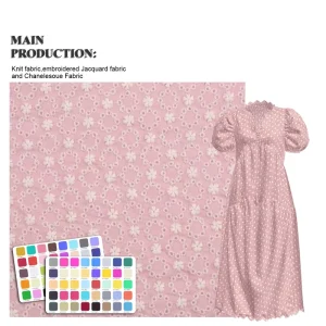 Chinese Custom 100% Cotton Woven Textile Super Soft 3d pink Floral Embroidery Hole Fabric for Women Dress