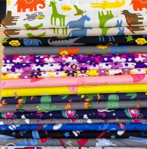 Chinese Factory Newest Style 210T Taffeta Fabric for Dress Cartoon Print Fabric Taffeta for Jacket for Kids Lining