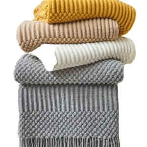 Chinese Fast Delivery Tassel Bed Tail Other Blankets Soft Knitted Blanket