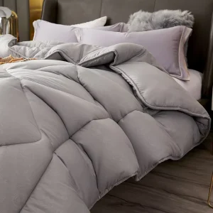 Chinese Manufacture Winter Soft Twin Queen king Size 3 Pieces Custom Gray Comforter Set