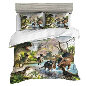 Chinese Manufacture Woven Soft Microfiber 3 Pcs Kids Bedding Dinosaur Series Printed Duvet Cover Sets Home Hotel Use OEKO TEX