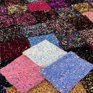 Chinese Origin Factory’s 3mm Sequin Embroidered Fabric Plush Bottom Reflective Iridescent Encryption Home Textile Accessories