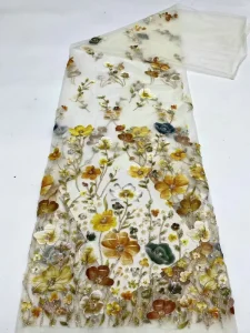 Chinese Style Printed Sequin Embroidered Fashion Women’s Dress Fabric