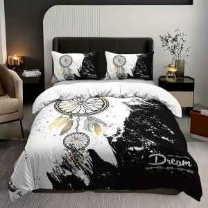 Chinese Style Queen Quilt Comforter Set 3 Piece Woven Embroidery 200TC Polyester Washable Home Bedding