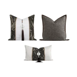 Chinese Style Retro Tassel Pillow Heated Memory Feature Lumbar Cushion Cover Vintage for Model Room Backrest Combination