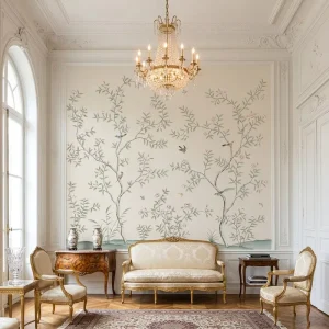 Chinoiserie Wallpaper Bird Tree Soft Pastel Blossom Branch Butterfly Wall Paper for French Style Living Room Villa Hotel Decor