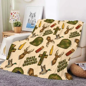 Christian Camo Hunting Flannel Blanket Western Deer Duck Child of God Scripture Cross Fleece Home Throw Outdoor Warm Blankets