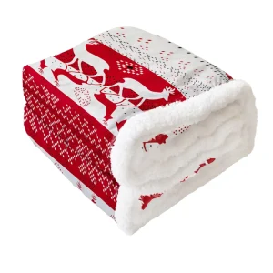 Christmas Blanket 100 Polyester Soft Warm Two Layer Sherpa Flannel Eco Friendly Gift Four Seasons Use Holiday OEM