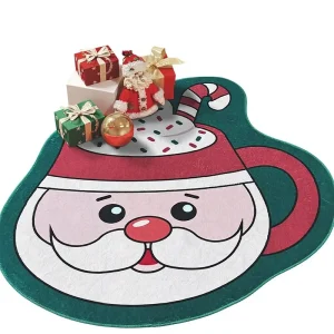 Christmas Carpet Polyester Sofa Coffee Table Mat Santa Claus Bedroom Bedside Rug Living Room Floor Mat Silicone Cotton Backing