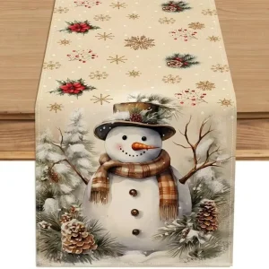 Christmas Custom Printed Modern Linen Table Runner Home Decor Long Tablecloth Placemat for Wedding and Parties