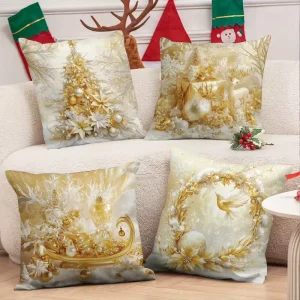 Christmas Custom Printed Square Pillowcases Cushion Covers Cozy Comfortable Versatile for Home Hotel Hospital Use
