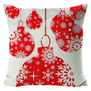 Christmas Decoration Classic Linen Pillow Case Jingle Bells for Sofa Couch Throw Pillows Home Decor Customizable 18×18