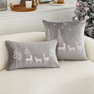 Christmas Decoration Embroidery Pattern Soft Holland Velvet Luxury Modern Customizable Removable Throw Pillow
