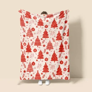 Christmas Design Flannel Throw Blanket with Logo for Home & Airplane Use 100% Polyester Customizable
