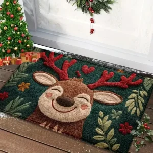 Christmas Door Mat Red Santa Claus Outdoor and Indoor Gingerbread Man Carpet Merry Christmas Home Decor Foot Mat