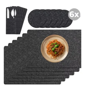Christmas Drink Felt Coasters Non slip Felt Placemats Stain Heat Resistant Washable Felt Placemat and Coaster Felt Place Mat