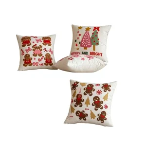 Christmas Embroidery Geometric Pattern Polyester Cushion Cover Pillowcase Filling Not Included Decor Throw