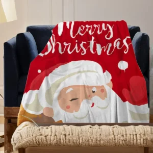 Christmas Flannel Blanket Double Sided Fleece Printed Throw Blanket Sofa Cover Bed Decor Xmas Home Holiday Decoration