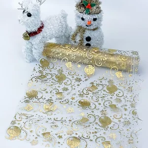 Christmas Gold Foil Star Shaped Glitter Polyester Fiber Table Runner Party Tableware Decorations