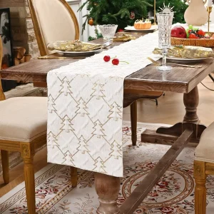 Christmas Golden Pine Table Runner Modern Holiday Table Decoration