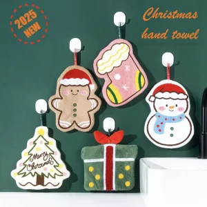 Christmas Hand Towels Made of Coral Fleece Soft and Absorbent Quick Drying Cute Christmas Tree Towels