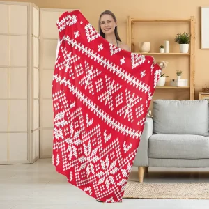 Christmas Holiday Decorative Flannel Throw Blanket Plush Thick & Warm for Bed Sofa Bedroom & Office