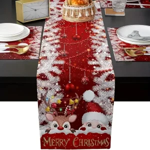 Christmas Linen Printed Table Runner